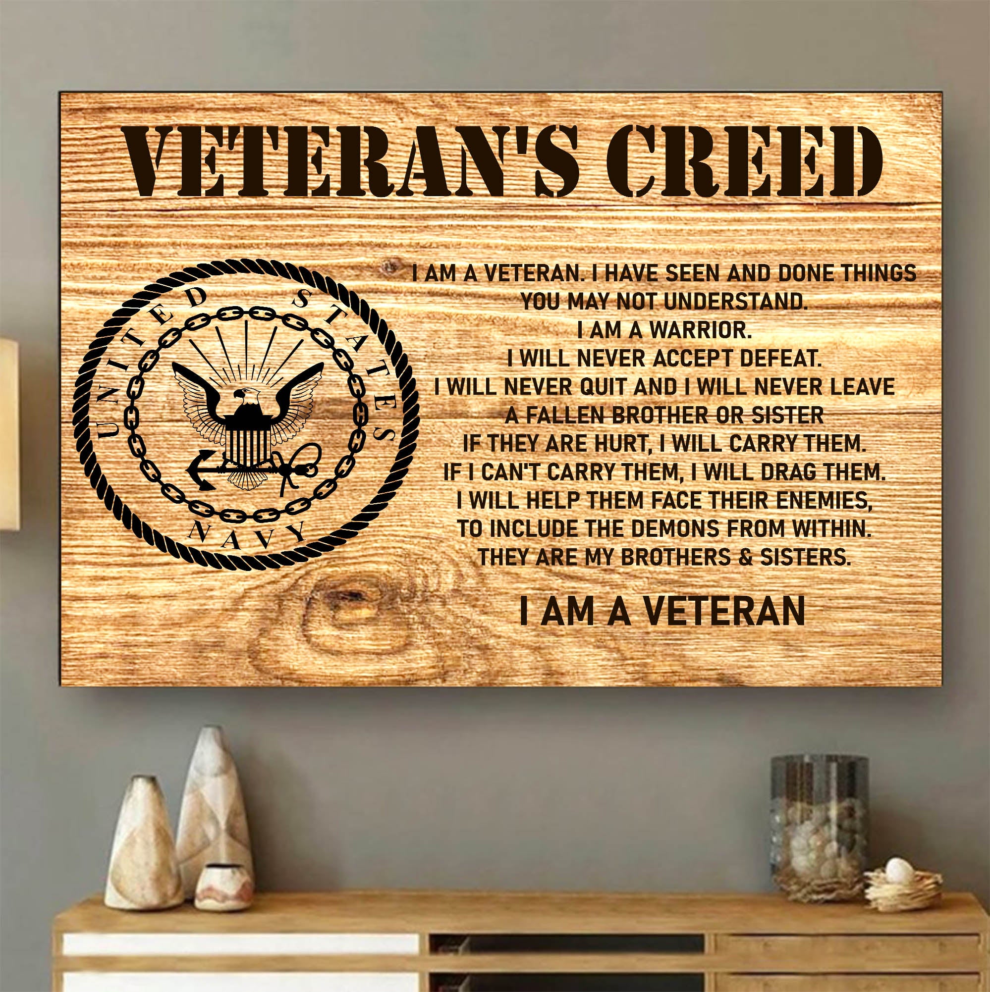 Veteran’s Creed I Am a US Veteran Military Patriotic Statement Honoring Service Pride Poster
