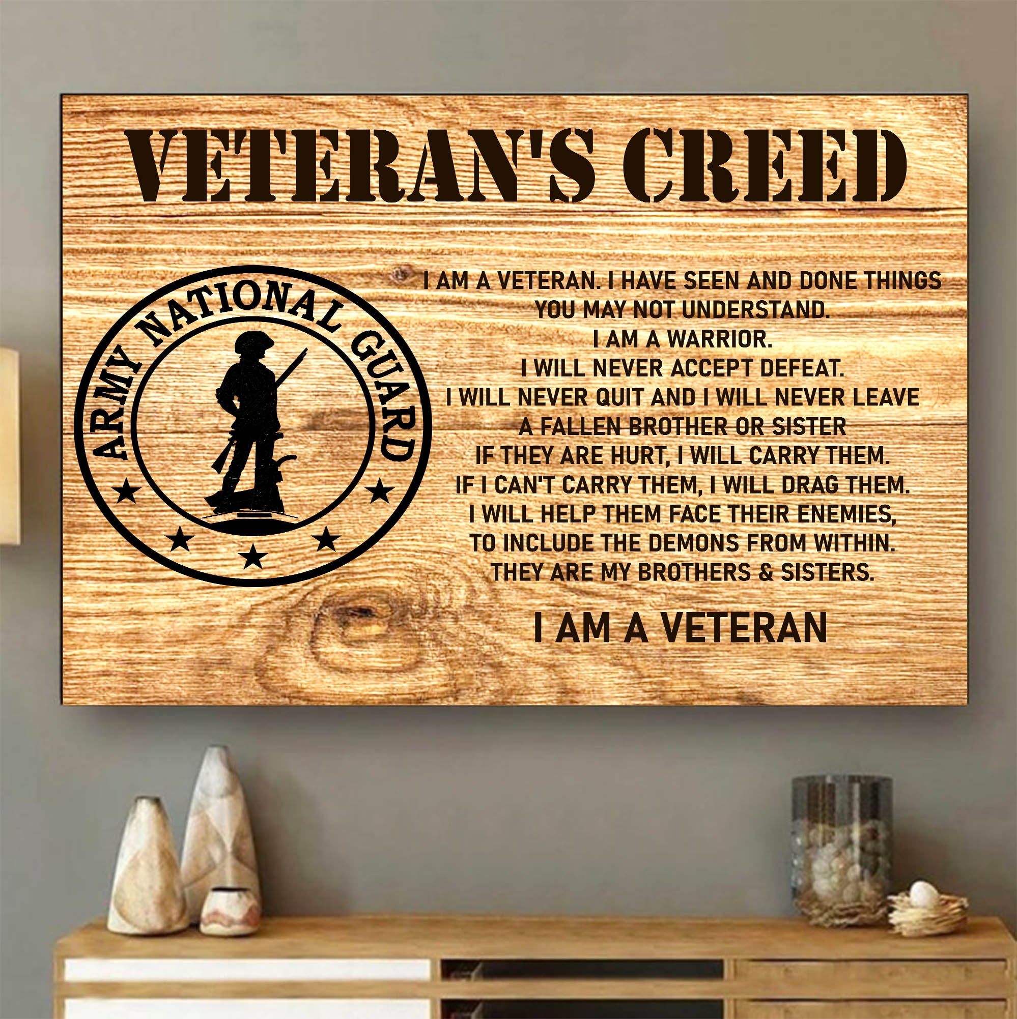 Veteran’s Creed I Am a US Veteran Military Patriotic Statement Honoring Service Pride Poster