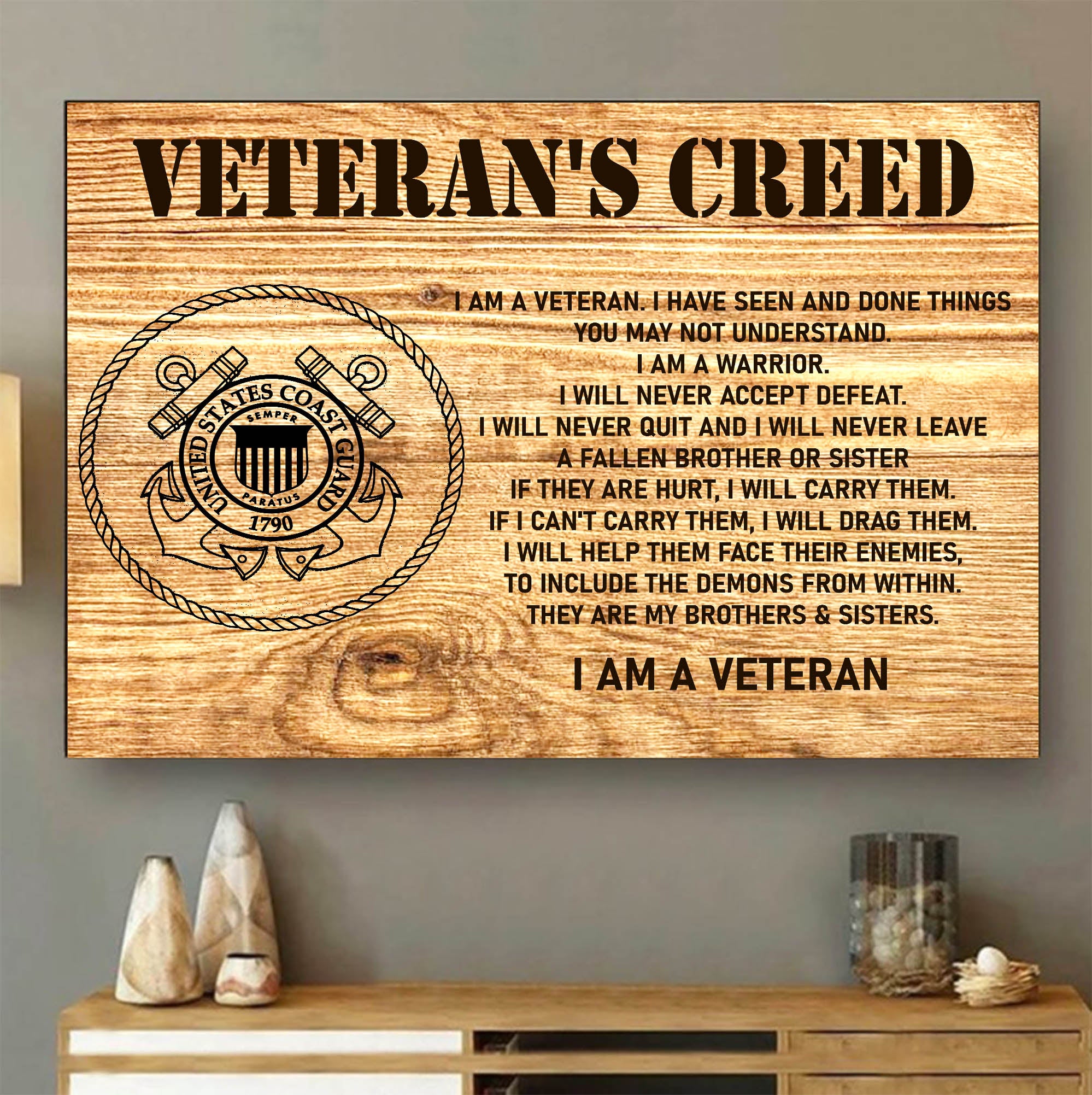 Veteran’s Creed I Am a US Veteran Military Patriotic Statement Honoring Service Pride Poster